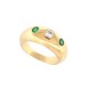 VINTAGE BAGUE CARTIER DAPHNE DIAMANTS ET EMERAUDE T 54 EMERALDS & GOLDEN RING