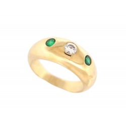 VINTAGE BAGUE CARTIER DAPHNE DIAMANTS ET EMERAUDE T 54 EMERALDS & GOLDEN RING