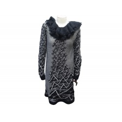 ROBE CHANEL COL A FRONCES LAINE P36103K02182 TAILLE 40 M LAINE WOOL DRESS 4500€