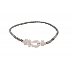 BRACELET FRED FORCE 10 MM OR BLANC 18K + CABLE ACIER T17 ANTHRACITE GOLD 2520€