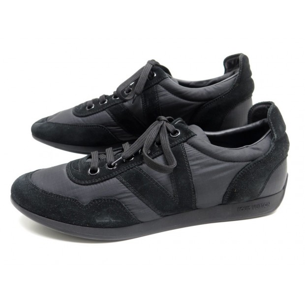 NEUF CHAUSSURES LOUIS VUITTON 7 41 BASKETS TOILE & DAIM NOIR SNEAKERS SHOES 550€