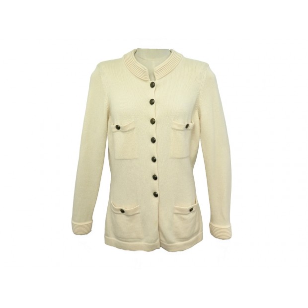 NEUF GILET CHANEL CARDIGAN L 42 P38934 VESTE EN CACHEMIRE BEIGE JACKET 4300€