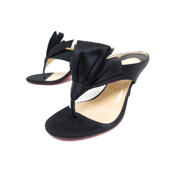 NEUF CHAUSSURES CHRISTIAN LOUBOUTIN 36 ESCARPINS EN SATIN NOIR SHOES 695€