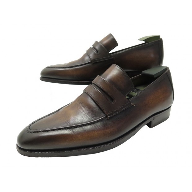 CHAUSSURES BERLUTI MOCASSINS ANDY DEMESURE 5.5E 39.5 CUIR EMBAUCHOIR SHOES 2125€