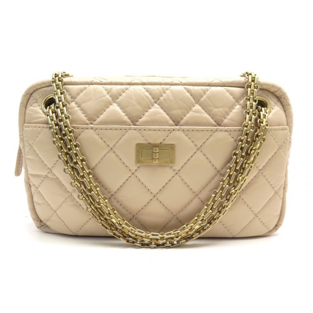 NEUF SAC A MAIN CHANEL CAMERA 2.55 CUIR VIEILLI VIEUX ROSE CHAINE HAND BAG 3520€