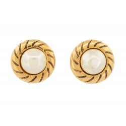 VINTAGE BOUCLES D'OREILLES CHANEL RONDES AVEC PERLES DE CASTELLANE 1984 EARRINGS
