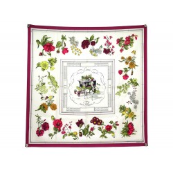 VINTAGE FOULARD HERMES QUAI AUX FLEURS SOIE ROUGE CARRE 90 CM SILK SCARF 460€