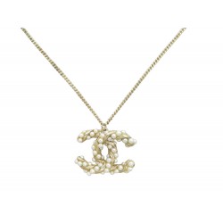 COLLIER CHANEL LOGO CC ENTRECALE ET PERLES 40/60 METAL DORE GOLDEN NECKLACE 950€