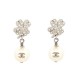 NEUF BOUCLES D'OREILLES CHANEL LOGO CC ET TREFLES A STRASS METAL EARRINGS 800€