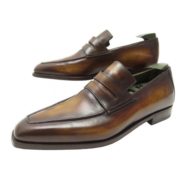 CHAUSSURES BERLUTI MOCASSINS ANDY DEMESURE 5.5 39.5 CUIR EMBAUCHOIRS SHOES 2125€