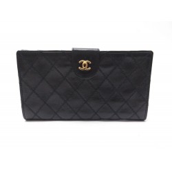 VINTAGE PORTEFEUILLE CHANEL FERMOIR TIMELESS EN CUIR MATELASSE NOIR WALLET 1200€