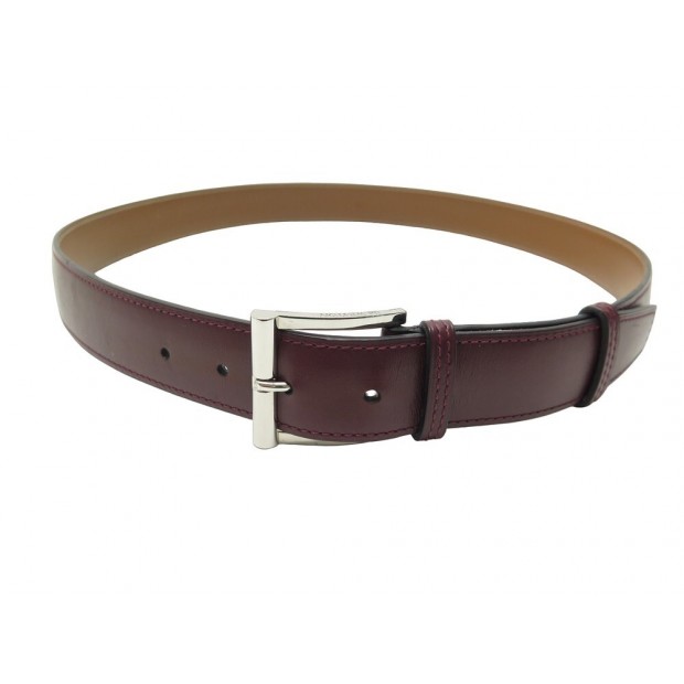 CEINTURE JM WESTON DEMI JONC T 100 EN CUIR BORDEAUX BURGUNDY LEATHER BELT 420€