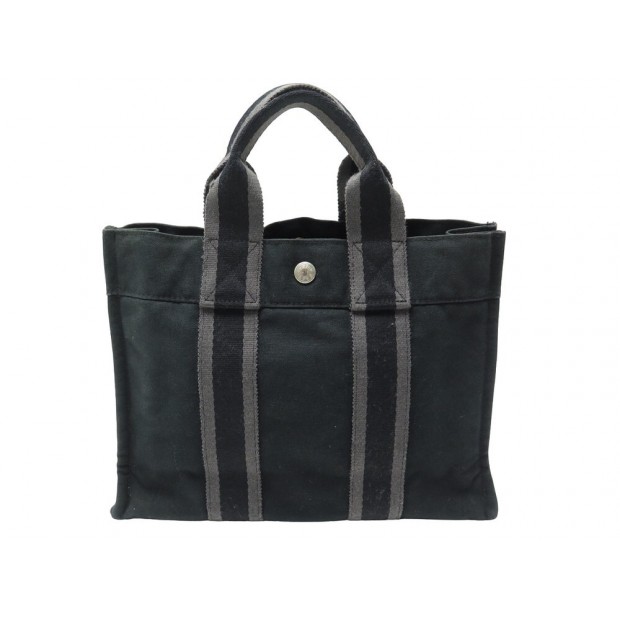 SAC A MAIN HERMES CABAS TOTO PM TOILE COTON BLEU MARINE CANVAS HANDBAG TOTE 790€