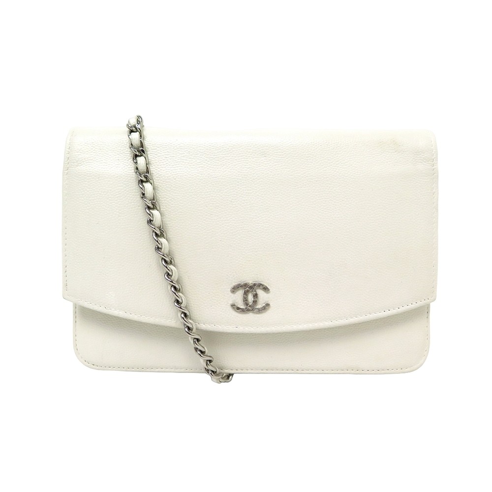 CHANEL Timeless Caviar Leather Wallet On Chain Clutch Crossbody Bag Pi