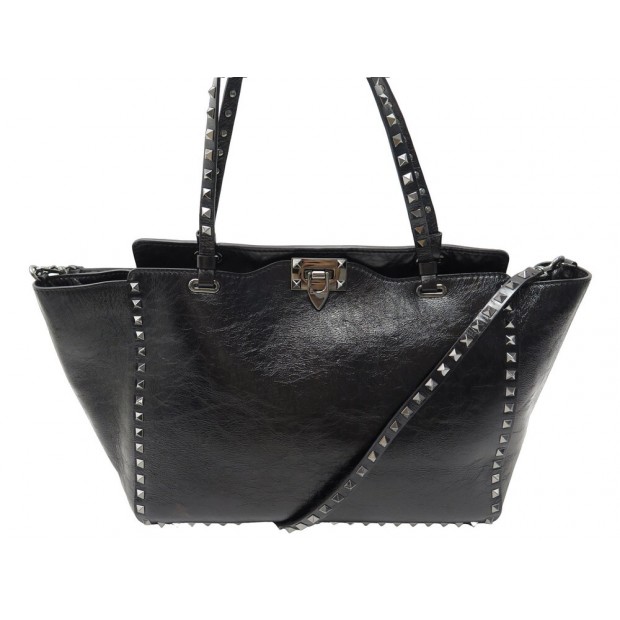NEUF SAC A MAIN VALENTINO ROCKSTUD M GARAVANI NOIR BANDOULIERE HAND BAG 2200€