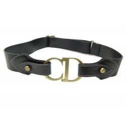 CEINTURE CHRISTIAN DIOR BOUCLE LOGO CD EN CUIR NOIR T 75 BLACK LEATHER BELT 490€