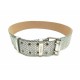 CEINTURE CHANEL LARGE T85 EN CUIR CROISILLON ARGENTE + BOITE SILVER BELT 1830€