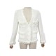 NEUF VESTE CHANEL MAILLE A FRANGES BOUTON CC M 40 COTON ECRU WHITE VEST 4200€