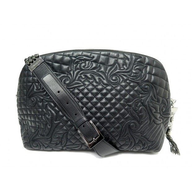 NEUF SAC A MAIN GIANNI VERSACE POCHETTE VANITAS DBFD818 CUIR NOIR & CHAINE 1450€