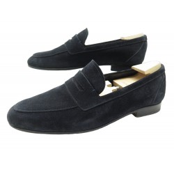 CHAUSSURES JM WESTON MOCASSINS 9 43 DAIM BLEU + EMBAUCHOIRS LOAFERS SHOES 690€