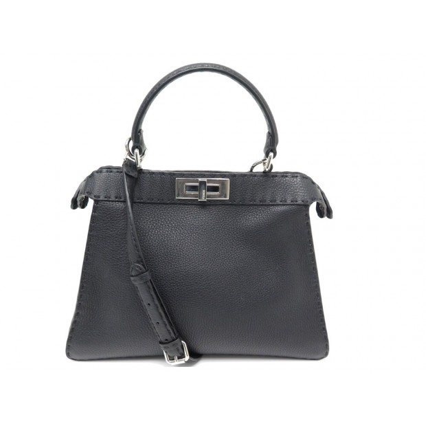 NEUF SAC A MAIN FENDI PEEKABOO ISSEU 8BN321 CUIR SELLERIA NOIR HAND BAG 4700€