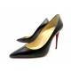 CHAUSSURES CHRISTIAN LOUBOUTIN ESCARPINS KATE 100 37.5 EN CUIR NOIR + BOITE 645€