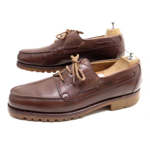 CHAUSSURES JM WESTON 690 10.5C 45 MOCASSINS BATEAUX CUIR MARRON DECK SHOES 640€