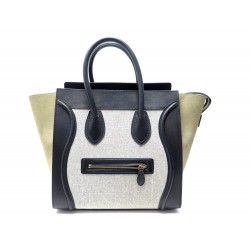 SAC A MAIN CELINE LUGGAGE MINI CUIR & DAIM TRICOLORE VERT BEIGE NOIR BAG 2400€