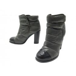 NEUF CHAUSSURES CHANEL BOTTINES MATELASSEES 38.5 NOIR LOGO CC PUFFER BOOTS 1700€