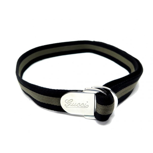 NEUF CEINTURE GUCCI SHERRY LINE D-RING LOGO RAYEE 189812 T100 KAKI BELT 490€