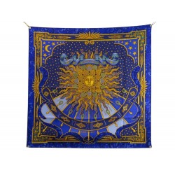 FOULARD HERMES CARPE DIEM METZ CARRE 90CM EN SOIE BLEUE BLUE SILK SCARF 460€