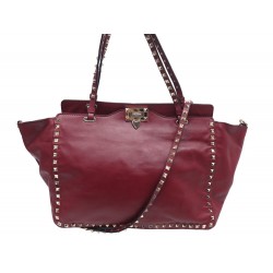 SAC A MAIN VALENTINO ROCKSTUD M GARAVANI BANDOULIERE CUIR BORDEAUX HANDBAG 2200€