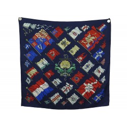 VINTAGE FOULARD HERMES PAVOIS 90 LEDOUX EN SOIE BLEU MARINE BLUE SILK SCARF 495€