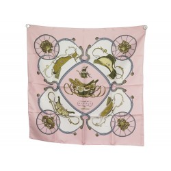 NEUF FOULARD HERMES SPRINGS PHILIPPE LEDOUX CARRE 90 SOIE ROSE SILK SCARF 460€