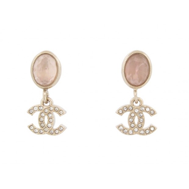 NEUF BOUCLES D'OREILLES CHANEL PENDANTES LOGO CC ABB806 GOLD NEW EARRINGS 630€