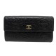 NEUF PORTEFEUILLE CHANEL CAMELIA LONG CUIR NOIR PORTE MONNAIE CART WALLET 1030€