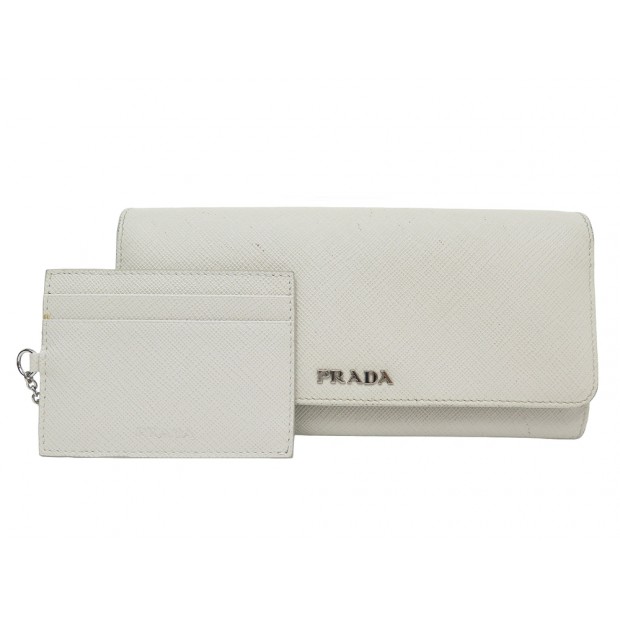 PORTEFEUILLE PRADA CUIR SAFFINAO CUIR SAFFIANO 1MH006 ECRU LEATHER WALLET 615€