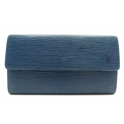 PORTEFEUILLE LOUIS VUITTON SARAH CUIR EPI N60585 BLEU BLUE LEATHER WALLET 645€