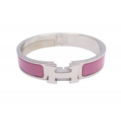 BRACELET HERMES CLIC H EMAIL ROSE FLAMINGO T19 EN METAL STEEL PINK STRAP 615€