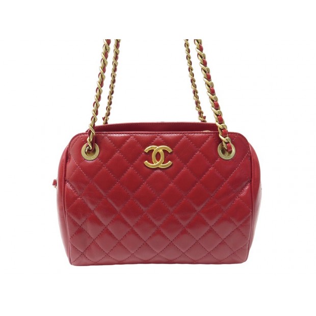 NEUF SAC A MAIN CHANEL BOWLING CUIR MATELASSE LOGO CC BANDOULIERE HAND BAG 6500€