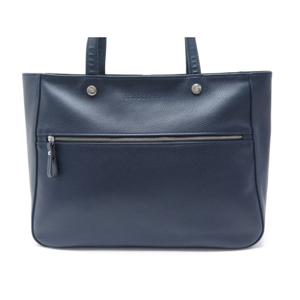 NEUF SAC A MAIN LONGCHAMP LE FOULONNE L1374021556 CUIR GRAINE BLEU TOTE BAG 550€