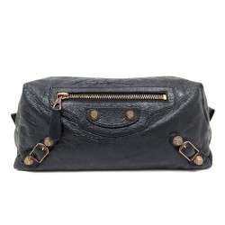 POCHETTE BALENCIAGA TROUSSE DE TOILETTE 272438 CUIR NOIR LEATHER PURSE 750€