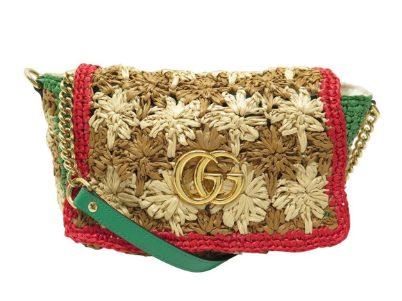 sac a main gucci gg marmont floral raphia 574433