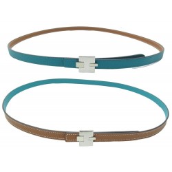 NEUF CEINTURE HERMES BOUCLE H ARGENTE ET CUIR REVERSIBLE 13 MM T90 NEW BELT 490€