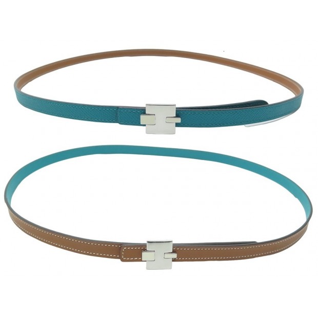 NEUF CEINTURE HERMES BOUCLE H ARGENTE ET CUIR REVERSIBLE 13 MM T90 NEW BELT 490€