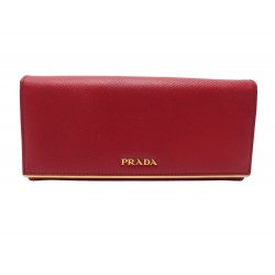 PORTEFEUILLE PRADA PORTE CARTES CUIR SAFFIANO ROUGE 1M1132 LEATHER WALLET 760€