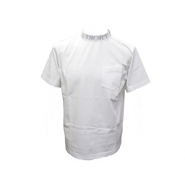 NEUF T SHIRT DIOR MOCKNECK LOGO 38DJ644A0554 M 48 BLANC POLYESTER NEW TOP 740€