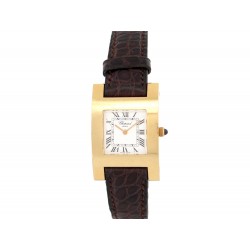 MONTRE CHOPARD YOUR HOUR 445-1 OR JAUNE 18K ET CUIR QUARTZ YELLOW GOLD WATCH