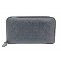 PORTEFEUILLE BOTTEGA VENETA ZIPPE MM 114076 EN CUIR INTRECCIATO GRIS WALLET 820€