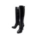 CHAUSSURES CHANEL LOGO CC 38.5 BOTTES A TALONS CUIR MATELASSE NOIR BOOTS 2500€